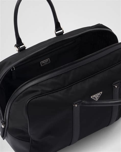 prada duffle nylon saffiano leather large black|prada re nylon duffle bag.